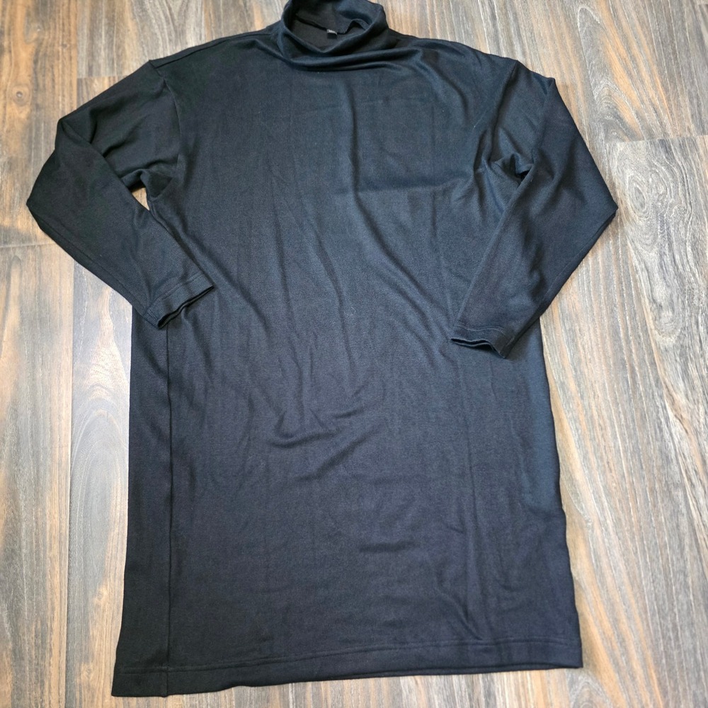 Uniqlo Black Turtleneck Long Sleeve Knit Dress Mock Neck Relaxed Fit Large